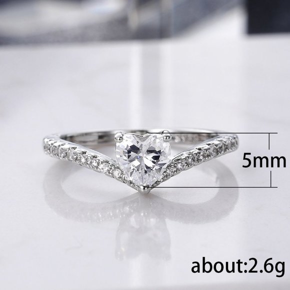 🔥Sweet Pure CZ Cubic Twisted Lovely Diamonds Heart Rings for Women, MARR… - Picture 2 of 3